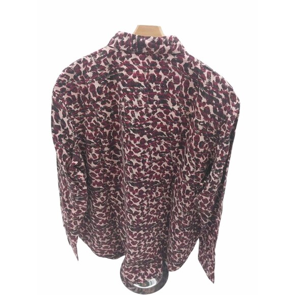 Calvin Klein Jeans Women’s Shirt long Sleeve Button Up Red Animal Print Sz L New - Picture 3 of 13